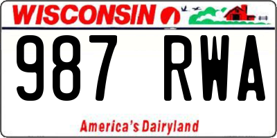 WI license plate 987RWA