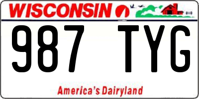 WI license plate 987TYG