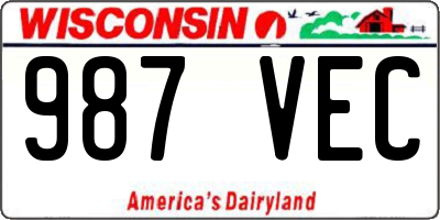 WI license plate 987VEC