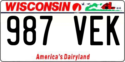 WI license plate 987VEK