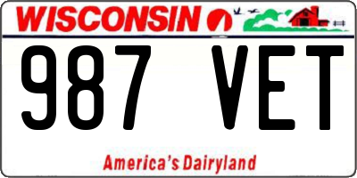 WI license plate 987VET