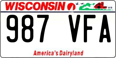 WI license plate 987VFA