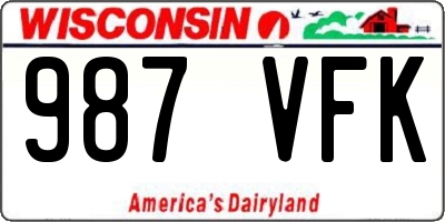 WI license plate 987VFK