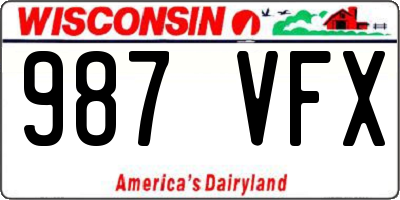 WI license plate 987VFX
