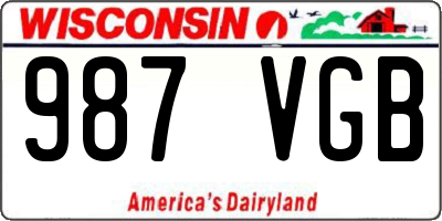 WI license plate 987VGB