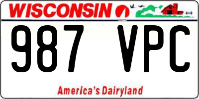 WI license plate 987VPC