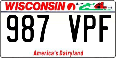 WI license plate 987VPF