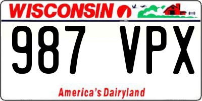 WI license plate 987VPX