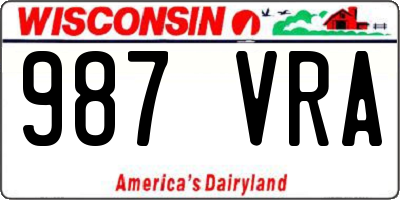 WI license plate 987VRA