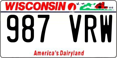 WI license plate 987VRW