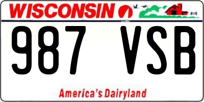 WI license plate 987VSB
