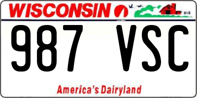 WI license plate 987VSC