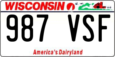 WI license plate 987VSF