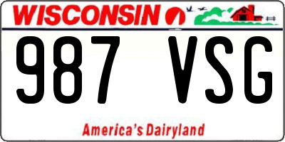 WI license plate 987VSG