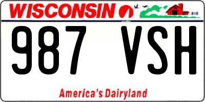 WI license plate 987VSH