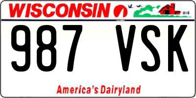 WI license plate 987VSK