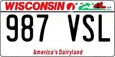 WI license plate 987VSL