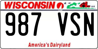 WI license plate 987VSN
