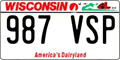 WI license plate 987VSP