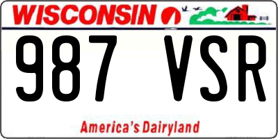 WI license plate 987VSR