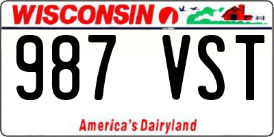 WI license plate 987VST