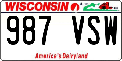 WI license plate 987VSW
