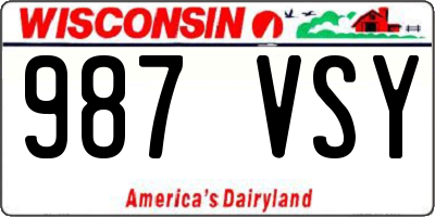 WI license plate 987VSY
