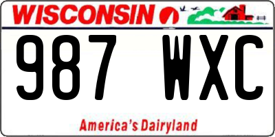 WI license plate 987WXC