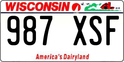 WI license plate 987XSF