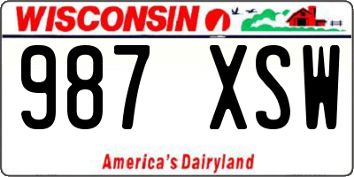 WI license plate 987XSW