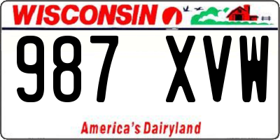 WI license plate 987XVW