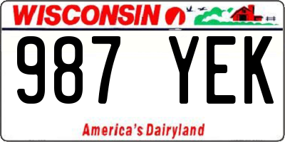 WI license plate 987YEK