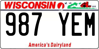 WI license plate 987YEM