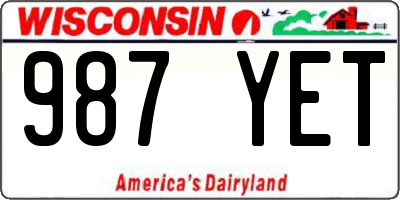 WI license plate 987YET