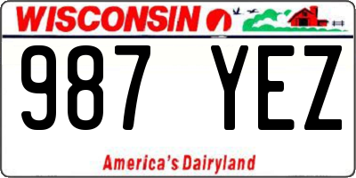 WI license plate 987YEZ