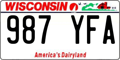 WI license plate 987YFA