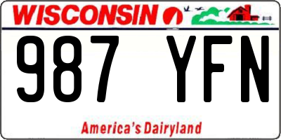 WI license plate 987YFN
