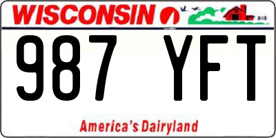 WI license plate 987YFT