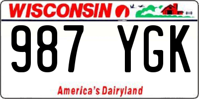 WI license plate 987YGK