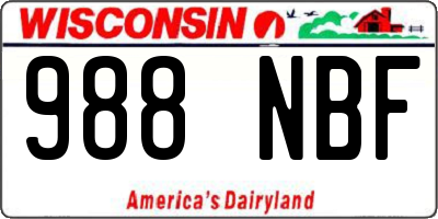 WI license plate 988NBF