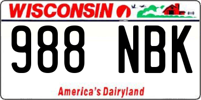 WI license plate 988NBK