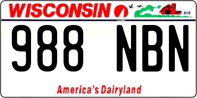 WI license plate 988NBN