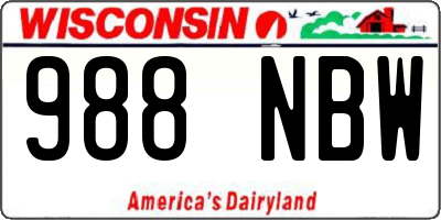 WI license plate 988NBW