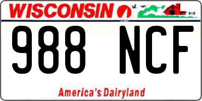 WI license plate 988NCF
