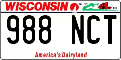 WI license plate 988NCT