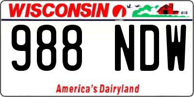 WI license plate 988NDW
