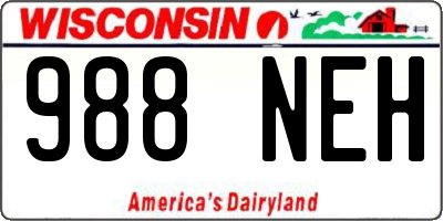 WI license plate 988NEH