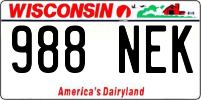 WI license plate 988NEK