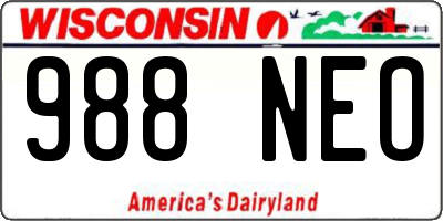 WI license plate 988NEO