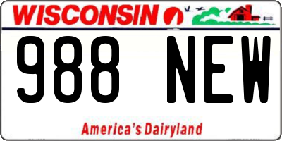 WI license plate 988NEW